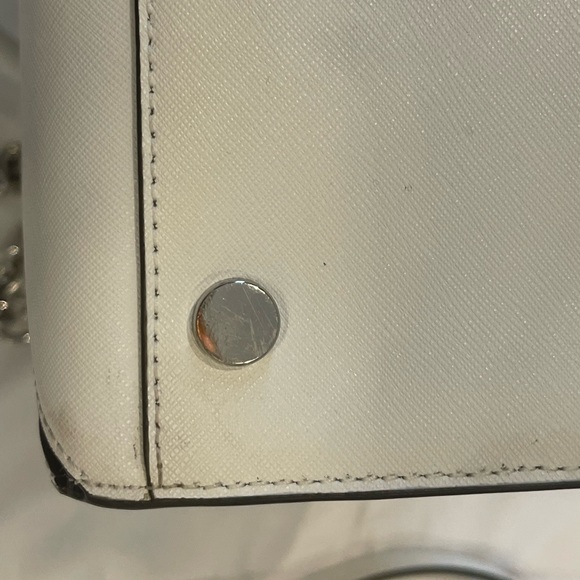 MICHEAL KORS PRISM LARGE LEATHER SATCHEL IN OPTIC WHITE - Picture 13 of 14